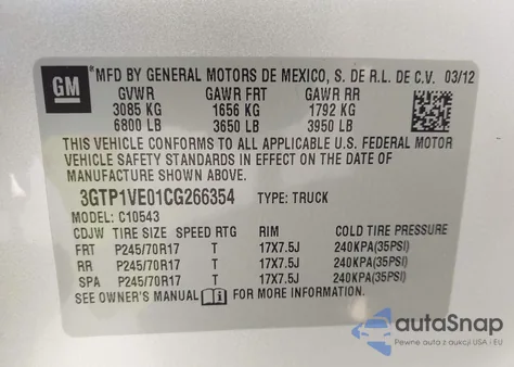 2012 GMC Sierra 1500 Sle from USA, damaged, VIN 3GTP1VE01CG266354